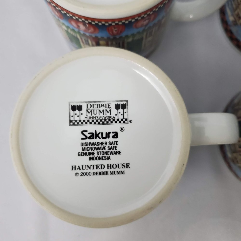 Vintage Sakura Debbie Mumm Haunted House Mugs Set of 4 2000 - Picture 8 of 9
